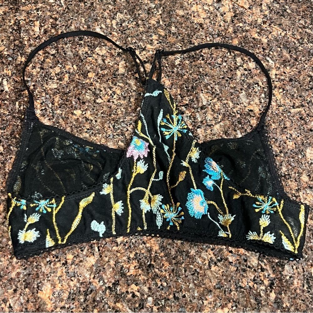 NEW Free people Intimately So Into You Bray Black Lace Floral Embroidered Bra XS - Picture 10 of 12